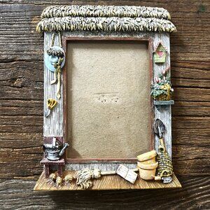Vintage Rustic Garden Theme Resin Photo Frame Botanical Cabin Lodge Decor Bird